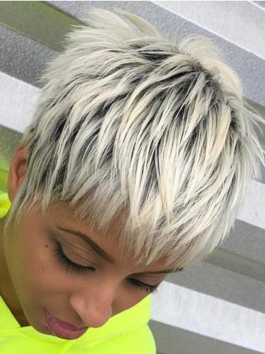 Short African American Human Hair Wigs 4" Cropped Lace Front Wigs