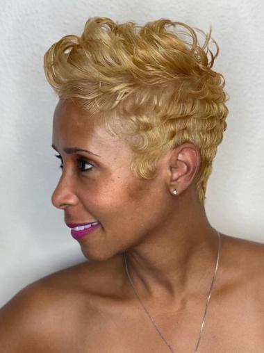 African American Short Wigs Layered 4" Lace Front Blonde Wigs