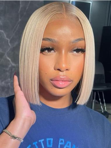 African Wigs Styles Platinum Blonde Chin Length 10" Lace Front Wigs