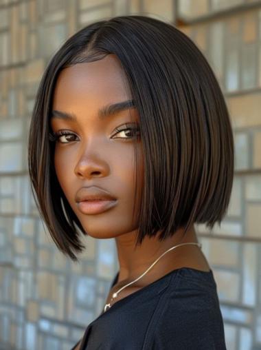 Synthetic Bob Wigs For African American Lace Front Brown 10" Wigs