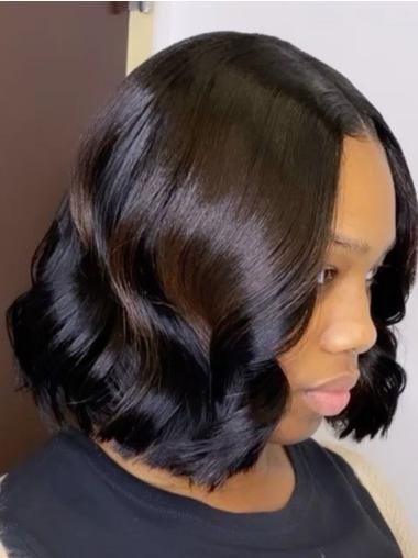 African Human Hair Wigs 10" Chin Length Wavy Lace Front Wigs