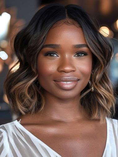 Bob Style Wigs For African American Shoulder Length Lace Front Wigs