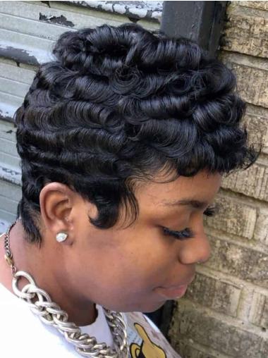 Short African American Wig Boycuts 4" Lace Front Black Wigs