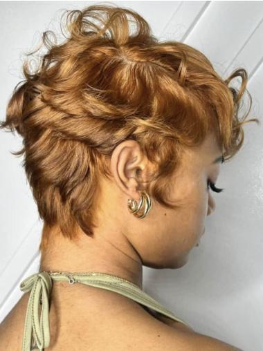 Curly Wig For African American Copper Cropped 4" Monofilament Wigs