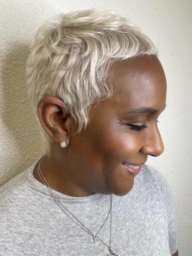 Grey Wigs For African American Wavy Boycuts Cropped Wigs