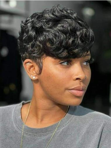 Lace Front African American Wigs Cropped 4" Black Wigs