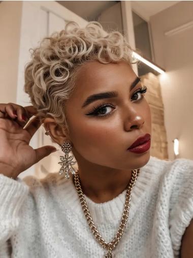 Short Hair Wigs For African American Boycuts 4" Monofilament Blonde Wigs