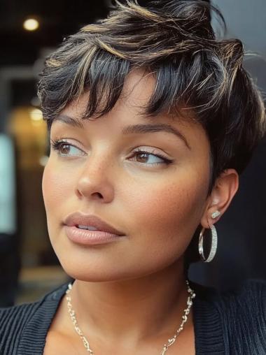 African American Hair Wigs Ombre tone Cropped 4" Monofilament Wigs