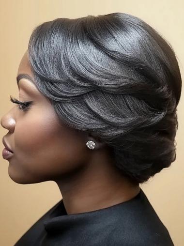 Short Wig Styles African American Layered 8" Monofilament Black Wigs