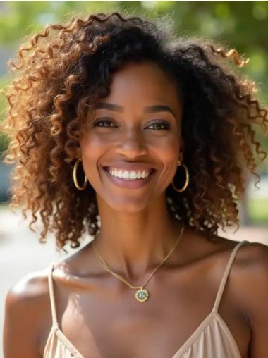 African American Human Hair Afro Wigs 14" Shoulder Length Kinky Wigs