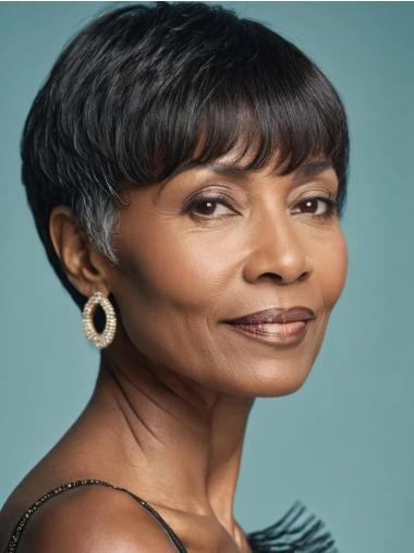Lace Front Wigs For African Americans Cropped 4" Black Wigs