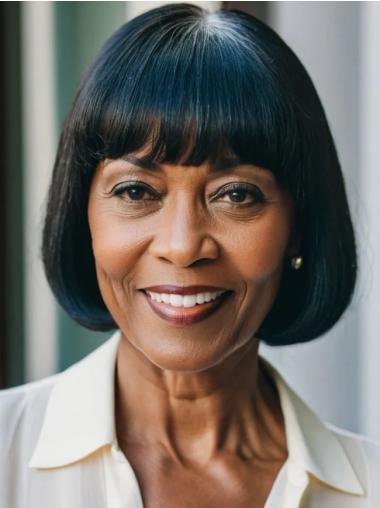 Human Hair Bob Wigs For African American Chin Length Lace Front Wigs
