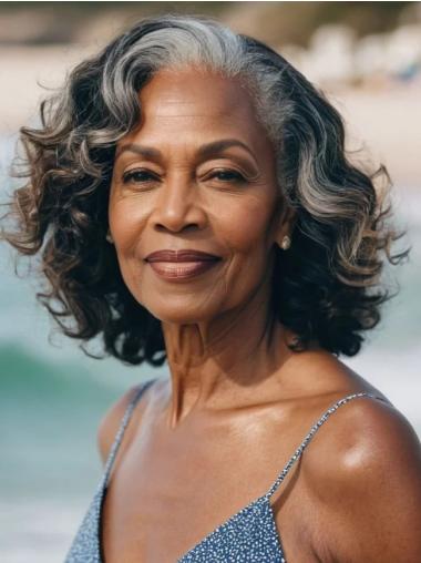 Lace Front Wigs For African American Women Shoulder Length 12" Grey Wigs