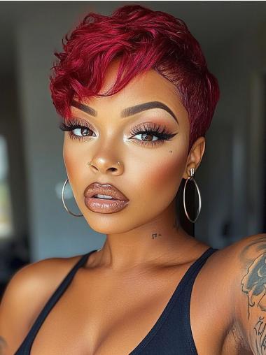 Short Wavy Wigs African American Lace Front 4" Red Wigs