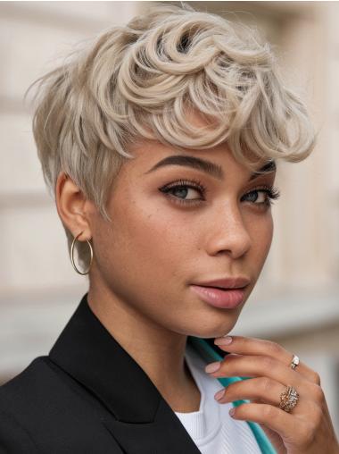 African American Short Hair Wigs Boycuts 4" Monofilament Blonde Wigs