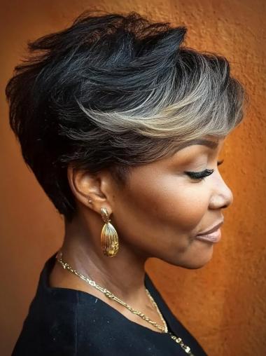 Wigs For Older African American Monofilament 6" Ombre tone Wigs