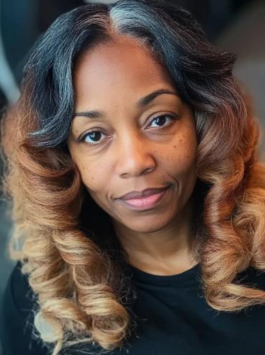 African American Women Wigs Curly Layered Long Wigs