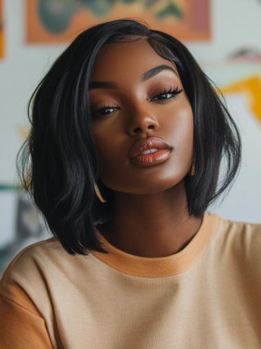 African American Short Bob Wigs Chin Length Monofilament Wigs