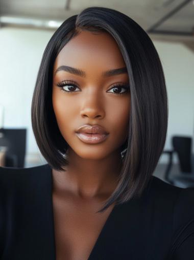 Medium Length Wigs African American Black 10" Lace Front Wigs