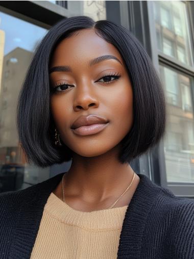 African American Bob Wig Chin Length Black Lace Front Wigs