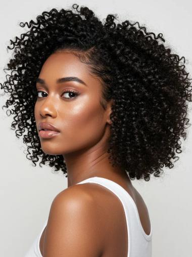 Human Hair Wigs African American Black 12" Monofilament Wigs