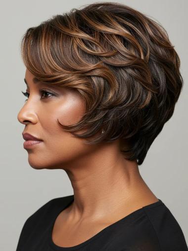 African American Hair Wigs Wavy With Bangs Short Wigs
