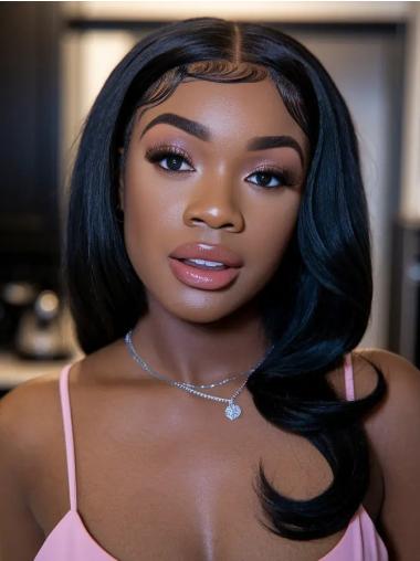 Human Hair African American Wigs 18" Long Wavy Wigs