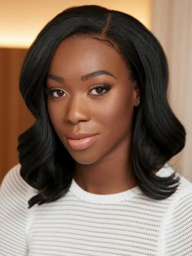 Human Hair Wigs For African American Black 14" Monofilament Wigs