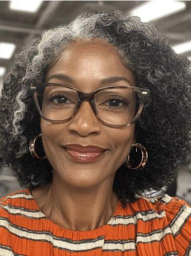 Lace Front African American Wigs Chin Length 12" Grey Wigs