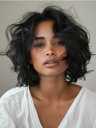 African American Short Lace Front Wigs Shoulder Length 12" Black Wigs