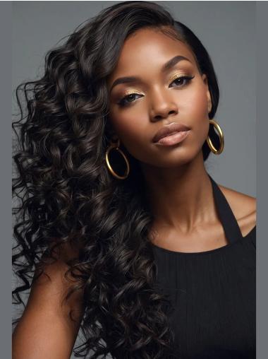 Curly African American Wig Monofilament 20" Black Wigs
