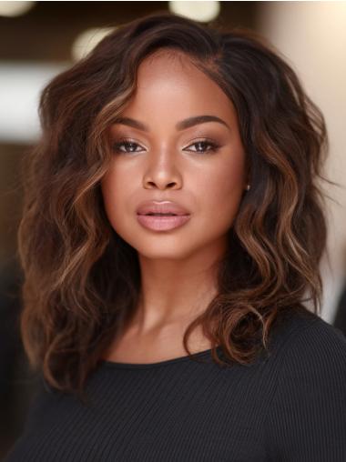 African American Lace Front Wigs Shoulder Length 14" Brown Wigs