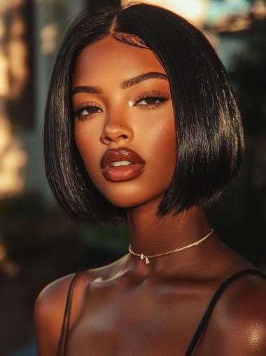 African American Bob Wigs Chin Length Lace Front Wigs