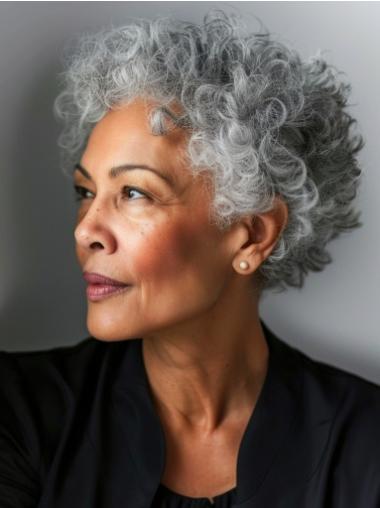 African American Gray Wigs Kinky Bobs Short Wigs