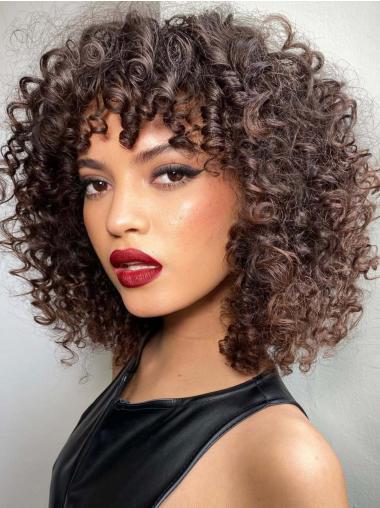 Human Hair Wigs For African American Women Brown 12" Lace Front Wigs