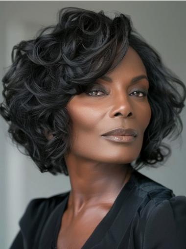 African American Lace Wigs Chin Length 10" Black Curly Wigs