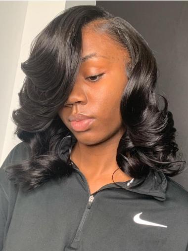 African American Wigs That Look Real Lace Front 16" Long Wavy Wigs