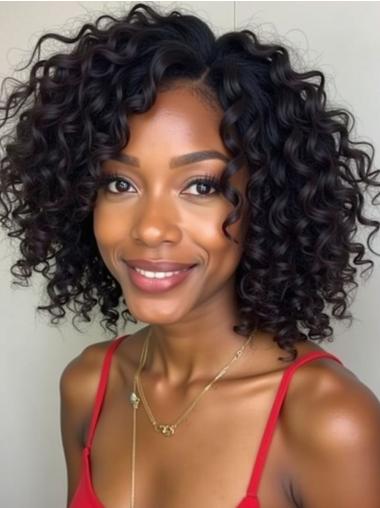 Wigs Human Hair African American Black 12" Lace Front Wigs