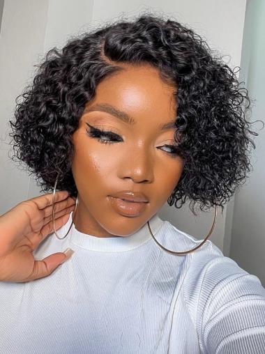 Fine Hair Wigs For African American Black 10" Lace Front Wigs