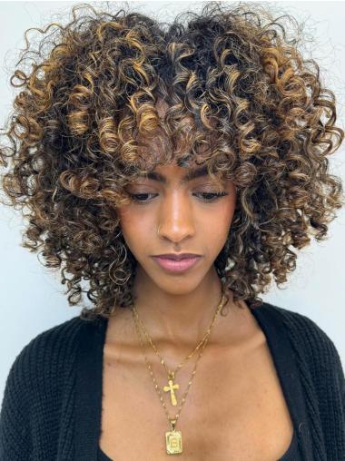 Human Hair Wigs Bangs African American Ombre tone Monofilament Wigs