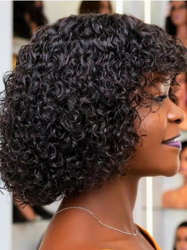 Curly Bob Wigs For African American Chin Length Monofilament Wigs