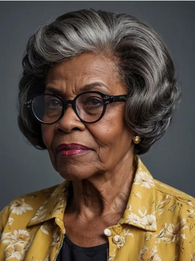 Short Salt And Pepper Wigs For African American Wavy Layered Short Wigs