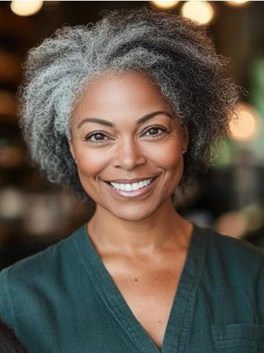 Salt And Pepper African American Wigs Kinky Layered Short Wigs