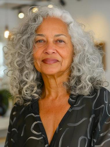 Wig For African Woman Monofilament 16" Long Curly Wigs