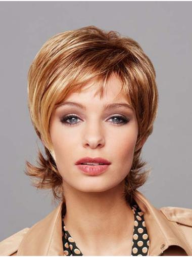 Straight 10" Blonde Capless Layered Good Quality Synthetic Wigs