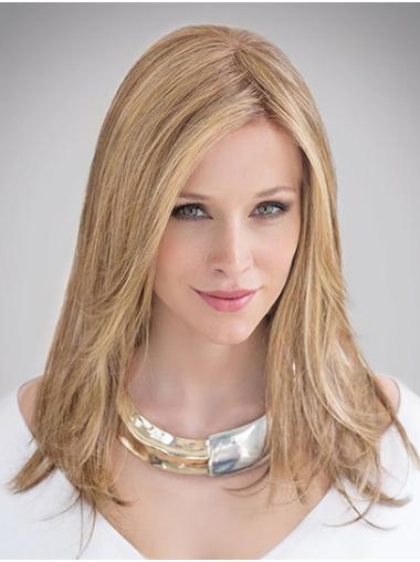 Without Bangs 100% Hand-tied Long Blonde 14" Real Human Hair Wig