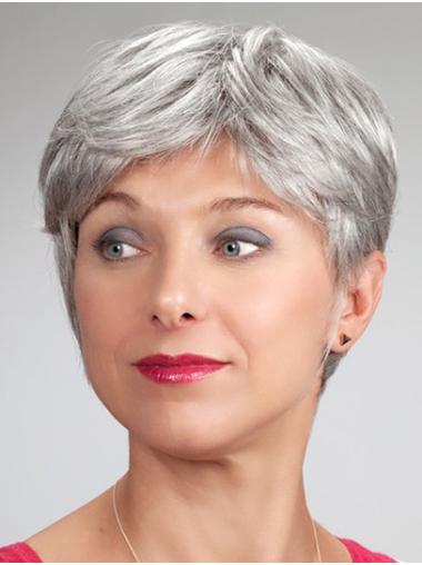 Monofilament 6" Short Synthetic Boycuts Elderly Lady Wig