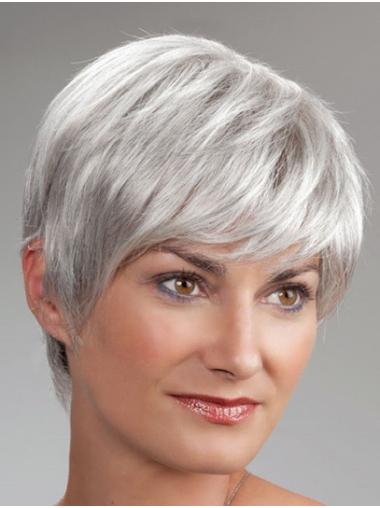Monofilament 8" Short Synthetic Boycuts Best Wigs For Elderly Lady