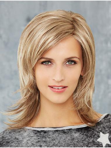 Straight 14" Shoulder Length Synthetic Blonde Newest Mono Wigs