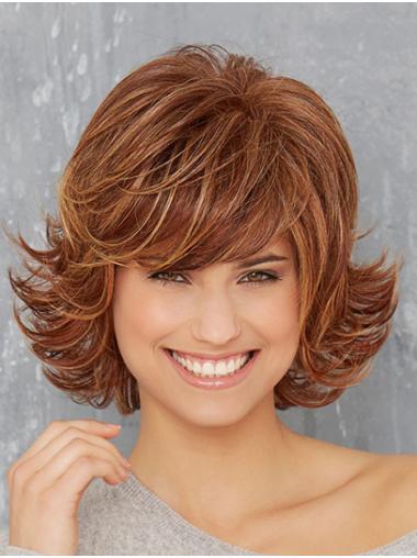 Wavy 10" Chin Length Synthetic Copper Monofilament Wigs Cheap